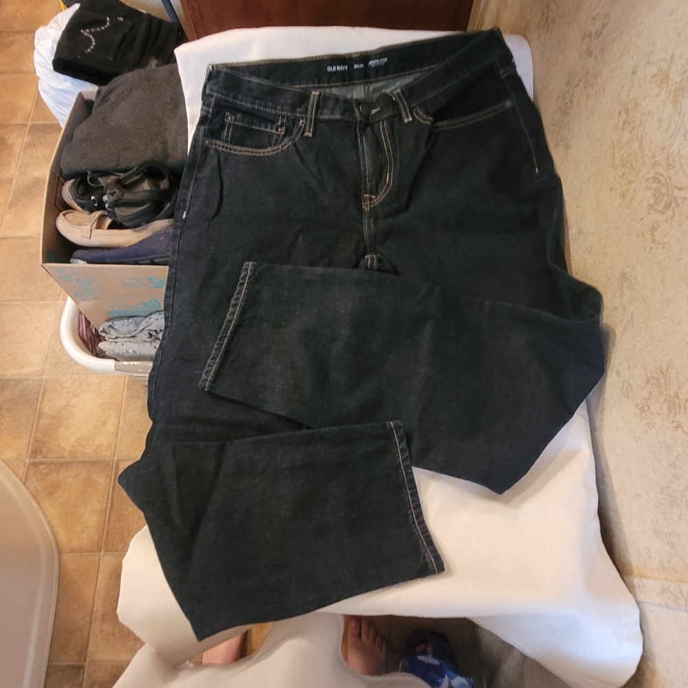 Old Navy Dark Wash Athletic Taper Built in Tough Jeans 36X30